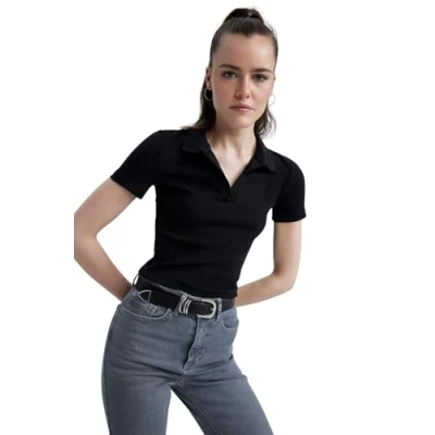 Abbildung von DeFacto Damen Z9068AZ T Shirt, Black, L