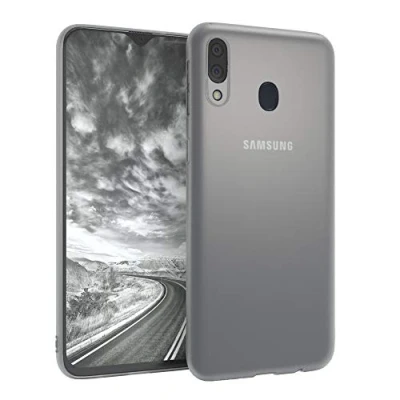 Abbildung von EAZY CASE Handyhülle Silikon mit Kameraschutz kompatibel Samsung Galaxy M20 in Transparent Matt Ultra dünn, Slimcover, Silikonhülle, Hülle, Softcase, Backcover
