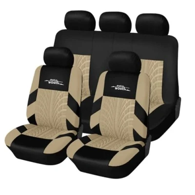 Abbildung von AUTOYOUTH Autositzbezüge Universal Fit Komplettset Autositzschoner Reifenschienen Autositzzubehör, Beige