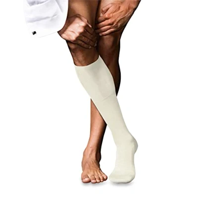 Abbildung von FALKE Herren Kniestrümpfe No. 6 M KH Wolle Seide lang einfarbig 1 Paar, Weiß (Woolwhite 2060), 45 46