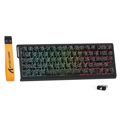 Abbildung von MAMBASNAKE X Attack Shark X68PRO HE 8KHz Rapid Trigger Wireless Gaming Tastatur,BT/2.4G/Kabel,0,01mm RT Genauigkeit Magnetischer Schalter,Einstellbarer Betätigung,5000mAh,RGB,PC/Mac Schwarz Konturen