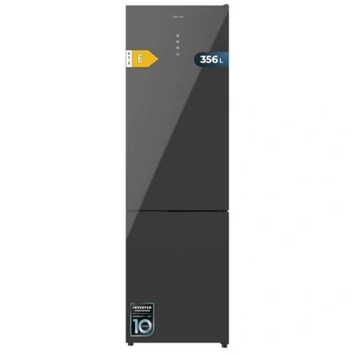 Abbildung von Cecotec Kombi Kühlschrank Bolero CoolMarket Combi 356 Grey Glass E. Inverter Plus Kompressor, in Grau mit Glas 200x59,5 cm, l, No Frost, Energieklasse E, Multiairflow, Schnellkühlung.