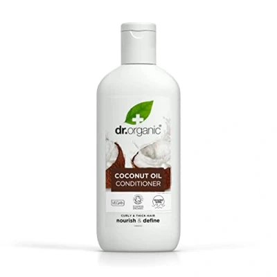 Abbildung von Dr Organic Kokosöl Conditioner, Normales &amp; Trockenes Haar, Natürlich, Vegan, Tierversuchsfrei, Paraben SLS frei, Recycelbar Aus im Meer gebundenem Plastik recycelt, Zertifiziert Bio, 265ml