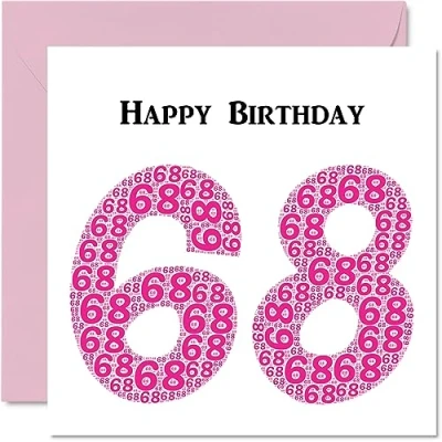 Abbildung von lustige Geburtstagskarte zum 68. Geburtstag für Frau Shapecloud Happy Birthday Karte Vater, Mutter, Großvater, Nanny, Oma, Onkel, Tante, Cousin, 145 mm x Grußkarten,