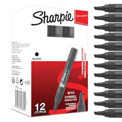 Abbildung von Sharpie W10 Permanentmarker Keilspitze schwarz 12er Box