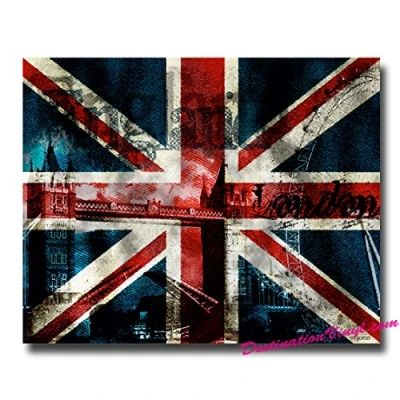 Abbildung von 2 x glänzende Vinyl Aufkleber Union Jack Flagge London Style England UK #0005 (wie abgebildet).