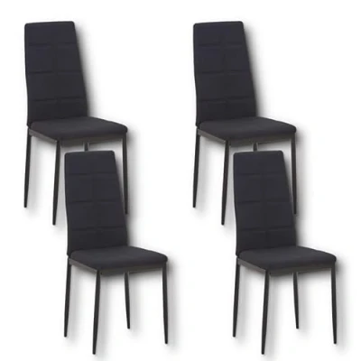 Abbildung von HOOZ 4er Set Esszimmerstühle mit Rückenlehne, Polyester Küchenstuhl Metallbeinen, Polsterstuhl Wohnzimmerstuhl Sessel für Esszimmer Schlafzimmer und Konferenzraum (Schwarz)