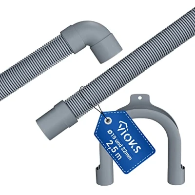Abbildung von VIOKS Ablaufschlauch Abwasserschlauch Verlängerung 19/22 mmØ, Zubehör für Waschmaschine Geschirrspüler, Universal Flexibel 2,5 Meter