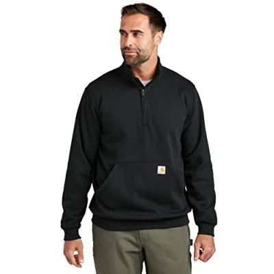 Abbildung von Carhartt Herren Loose Fit Midweight Quarter Zip Mock Neck Sweatshirt, Schwarz, XXL EU
