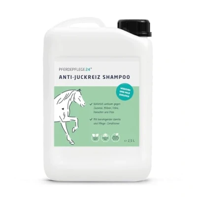 Abbildung von PFERDEPFLEGE24 Pferde Shampoo Anti Juckreiz 2,5l lindern &amp; Haut regenerien Natürliches Pferdeshampoo gegen Juckreiz, Milben, Pilz , Floh Parasiten