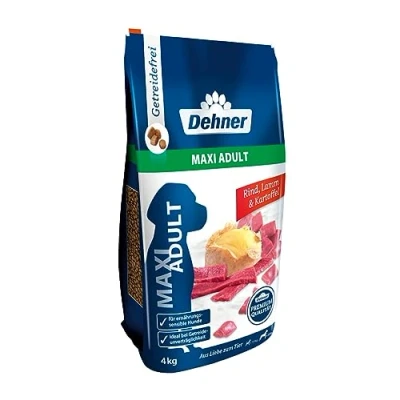 Abbildung von Dehner Premium Hundefutter Maxi Adult, Trockenfutter getreidefrei, für ausgewachsene Hunde großer Rassen, Rind / Lamm Kartoffel, 4 kg