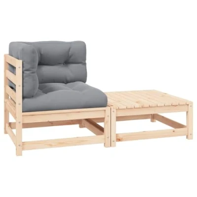 Abbildung von vidaXL Garten Lounge Set 2 TLG., Gartenmöbel Sitzgruppe für Terrasse Balkon, Modular Sofa mit Kissen, Garnitur Loungemöbel, Kiefer Massivholz