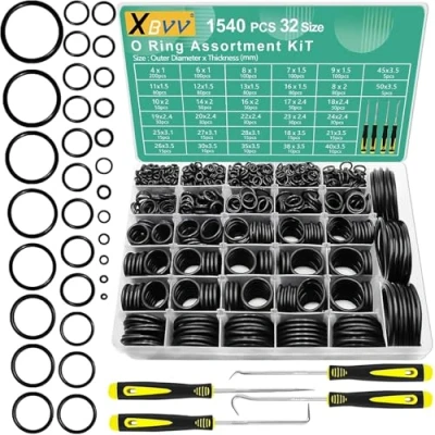 Abbildung von XBVV 1540 Pcs 32 Größe O Ringe Kit Nitrilkautschuk Ring Sortiment mit 4 Haken Set für verschiedene Auto Fahrzeug Reparatur Sanitär Druckreiniger Luft oder Gas Dichtungsanschlüsse