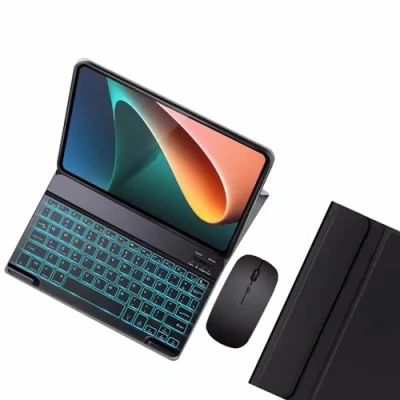 Abbildung von GUPENAA Tastatur Hülle für Redmi Pad SE 11&quot;, 7 Farbige Beleuchtung, Magnetische Abnehmbare Bluetooth Tastatur, Weiche TPU Rückenständerabdeckung mit Maus,Schwarz