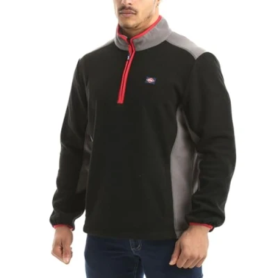 Abbildung von Lee Cooper Arbeitskleidung Mens Zip Neck Thermal Anti Pill Fleece Arbeit Pullover Top mit reflektierendem Detail, Schwarz / Grau, 2XL