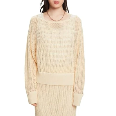 Abbildung von Esprit LOGO MIT Bootausschnitt Strickpullover, Damen, Größe: Medium, Sand