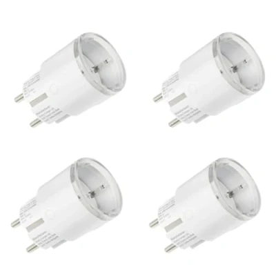 Abbildung von Shelly Plug S MTR Gen3 Weiß, 4er Pack, Matter zertifizierte intelligente Steckdose mit Stromüberwachung und mehrfarbiger LED Anzeige, iOS Android APP Fernbedienung, Google Home+Alexa Zubehör, Timer