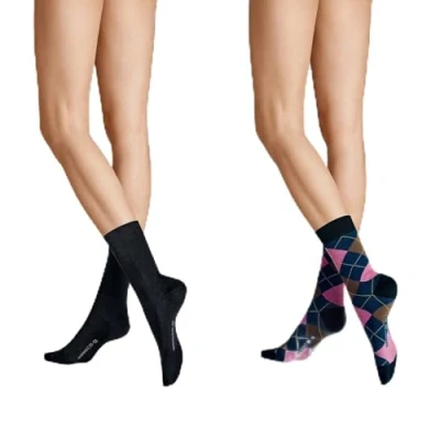 Abbildung von Hudson Damen Socken Argyle 2 Pack Fashion Black 0005 39 42