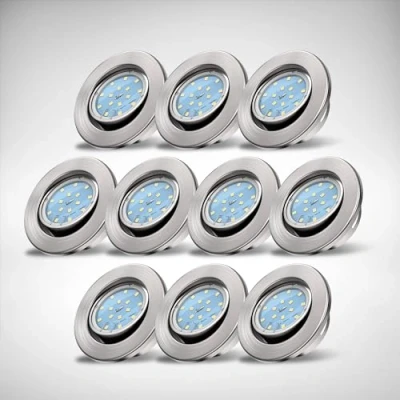Abbildung von B.K.Licht LED Einbaustrahler 5er 10er Set Einbauleuchten decke flach schwenkbar 5W BKL1109_1574, fest integriert, 3.000K Warmweiß, Deckenspots 230V Silber Matt 86mm Wohnzimmer Bad