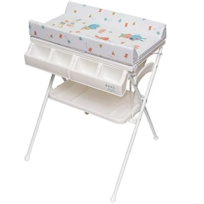 Abbildung von ib style® KOA Wickeltisch mit Badewanne mobiler Klappbar 4 Dekore MY LITTLE FARM COLOR