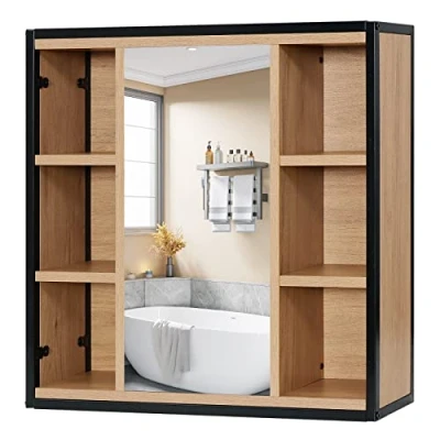 Abbildung von EUGAD Badezimmerspiegelschrank aus Metall Holzwerkstoff, 60 x 58 16 cm