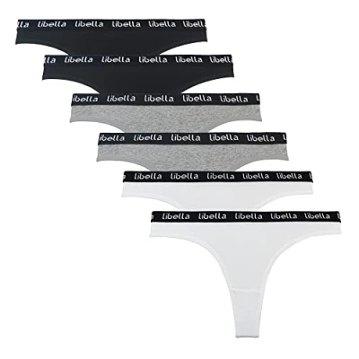 Abbildung von Libella Tanga Damen Baumwolle Unterwäsche Tangas g String Thong Unterhosen 6er Pack 3207BWG XL