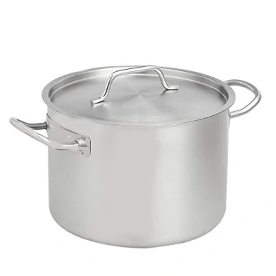 Abbildung von Amazon Basics Suppentopf mit Deckel, Edelstahl Aluminiumbeschichtung, 9,5 l, Silber(Früher Marke AmazonCommercial)