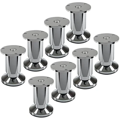 Abbildung von 8 Stück Möbelfüße TERRA Höhe 80 mm Chrom poliert Schrankbeine höhenverstellbar bis max. 15 mm, belastbar 250 kg/je Fuß von SOTECH