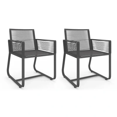 Abbildung von 2er Set Gartensessel aus Metall und grauem Tauwerk IDMarket
