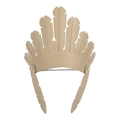 Abbildung von Décopatch AC896C Kopfschmuck Indianer aus Pappmaché, für Kinder geeignet, 25cm, einfach zum Verzieren, Kartonbraun, 1 Stück