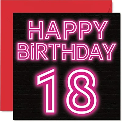 Abbildung von Stuff4 Lustige Karte zum 18. Geburtstag für Männer Frau Neon Glow Sohn, Tochter, Bruder, Schwester, Enkelin, Nichte, Neffe, Cousin, 145 mm x Grußkarten, Geburtstagskarte
