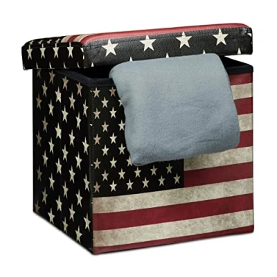 Abbildung von relaxdays Sitzhocker mit Stauraum Trendmotiv, USA
