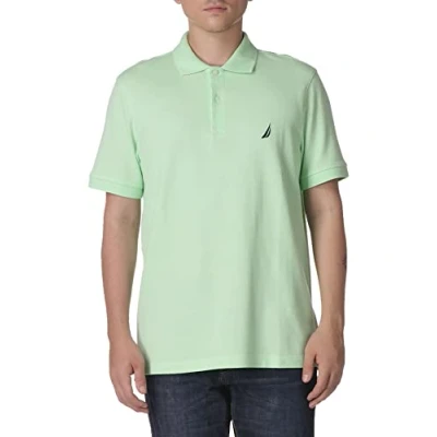 Abbildung von Nautica Herren Short Sleeve Solid Cotton Pique Polo Shirt Poloshirt, Eschengrün massiv, Groß