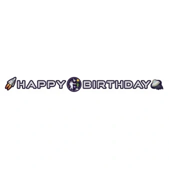 Abbildung von Buchstabengirlande Happy Birthday Space, Cosmos &amp; Weltraum 192x12cm pro Einheit