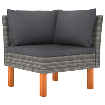 Abbildung von vidaXL Eukalyptusholz Massiv Ecksofa Modular Gartensofa Sofa Lounge Gartenmöbel Einzelsofa Sessel Outdoor Terrasse Balkon Poly Rattan