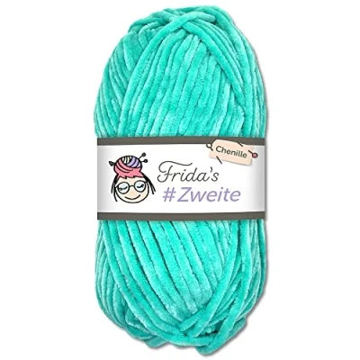 Abbildung von Frida&#039;s #Zweite Wolle 100g Chenille Amigurumi Stricken &amp; Häkeln weich (35 Türkis)