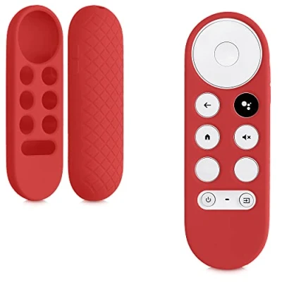 Abbildung von kwmobile Hülle Fernbedienung kompatibel mit Google Chromecast 2020 4K / 2022 HD Silikon Case für TV Zubehör in Rot