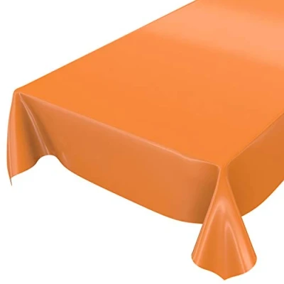 Abbildung von Wachstuchtischdecke Wachstuch abwaschbare Tischdecke Uni Glanz Einfarbig Orange Schnittkante 200 x 140cm