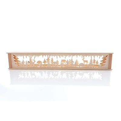 Abbildung von Rudolphs Schatzkiste Schwibbogenerhöhung mit Waldtieren und Beleuchtung BxHxT 72x10x10cm NEU Lichterbogen Fensterbogen Spitzbogen Erzgebirge Seiffen Weihnachten Licht Holz Dekoration