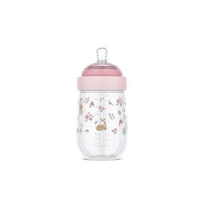 Abbildung von Mepal Babyflasche Mio Little Dutch Transparente Kappe zur Aufbewahrung Anti Kolik Babyflaschen Spiralförmiges Design verhindert Verstopfungen Medizinisches Silikon 240 ml Fairy Garden
