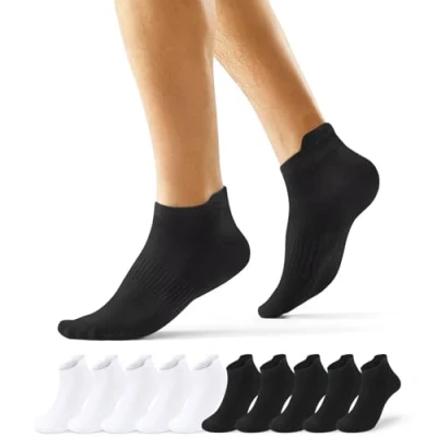 Abbildung von EKSHER Sportsocken Herren 43 46 Schwarz 10 Paar Baumwolle Sneaker Socken Kurze Damen Weiß Halbsocken Kurz Anti Schweiß Atmungsaktive Sommer Halbe Low Running Socks