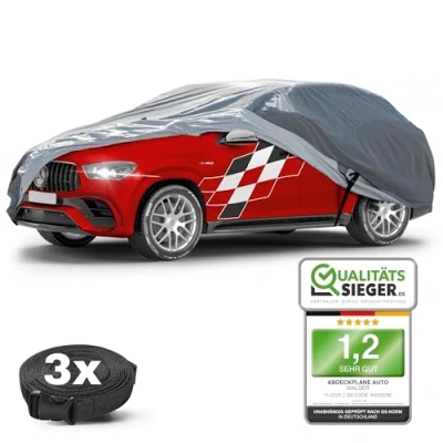 Abbildung von WALSER Premium Abdeckplane Auto All Weather Plus Qualitätssieger Sehr Gut*, wasserdicht, Abdeckplane, Autoplane UV beständig, Autoabdeckung Outdoor, Autogarage Abdeckung SUV XL grau