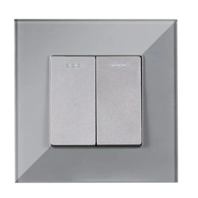 Abbildung von Navaris Lichtschalter Glas 2 Fach Grau (1 St)