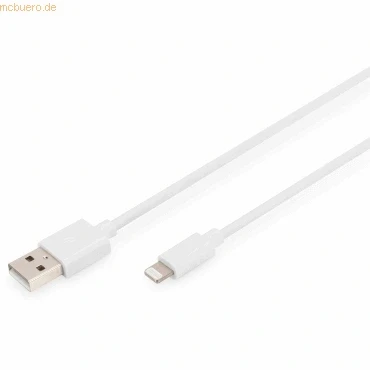 Abbildung von DIGITUS USB A zu Lightning MFI C89, 2M Daten und Ladekabel, weiß, 5V, 2.4A