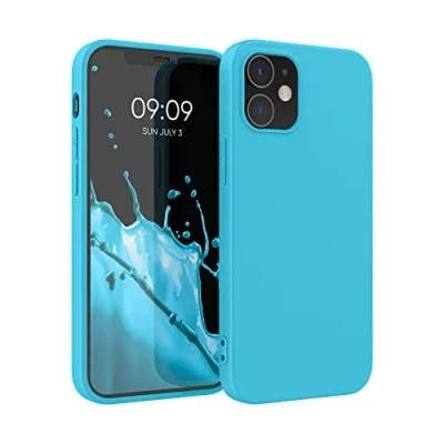 Abbildung von kwmobile Hülle kompatibel mit Apple iPhone 12 / Pro gummierte TPU Silikon Handyhülle Schutzhülle für kabelloses Laden Case in Cool Glacier
