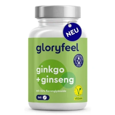Abbildung von Ginkgo + ginseng Tabletten 365 Stück für mentale Performance &amp; Lebensenergie* je 60 mg biloba Blattextrakt Panax Wurzelextrakt pro Tag optimal dosiert sorgfältig laborgeprüft