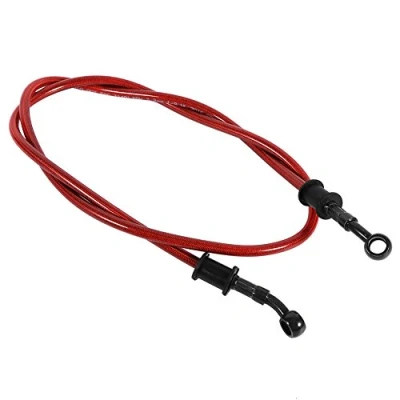 Abbildung von Keenso Motorrad Kupplung Bremsschlauch, 500mm / 600mm 900mm /1200mm Stahlflex Bremsschlauch Bremskupplung Ölschlauch für Fahrrad Enduros Motocross Motorrad(600mm Rot)
