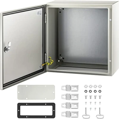 Abbildung von VEVOR Schaltschrank NEMA Industriegehäuse, 40 x 20 cm 4X Stahl Verteilerschrank, IP66 wasser und staubdicht, elektrischer Anschlusskasten für den Außen /Innenbereich, mit Montageplatte