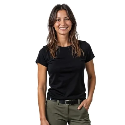 Abbildung von ALPIN LOACKER Merino Shirt Damen Kurzarm Das T für Wandern und Outdoor I atmungsaktives Thermoshirt Sport Unterwäsche Damen, Schwarz XL