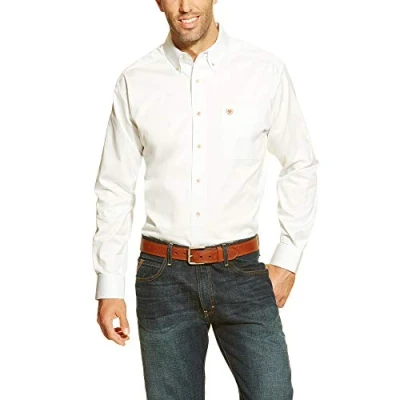 Abbildung von ARIAT Herren Solid Twill Classic Fit Shirt Men&#039;s Long Sleeve Western Button down Hemd, Wei, Mittel
